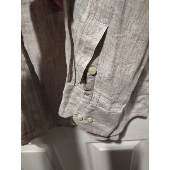 Tasso Elba Men's Luxury Linen Casual Button Up Shirt Long Sleeve Tan Size XL - Picture 7 of 7